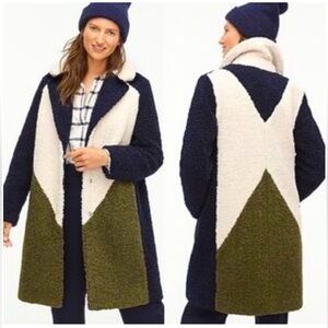 J. CREW Shearling Colorblock Coat